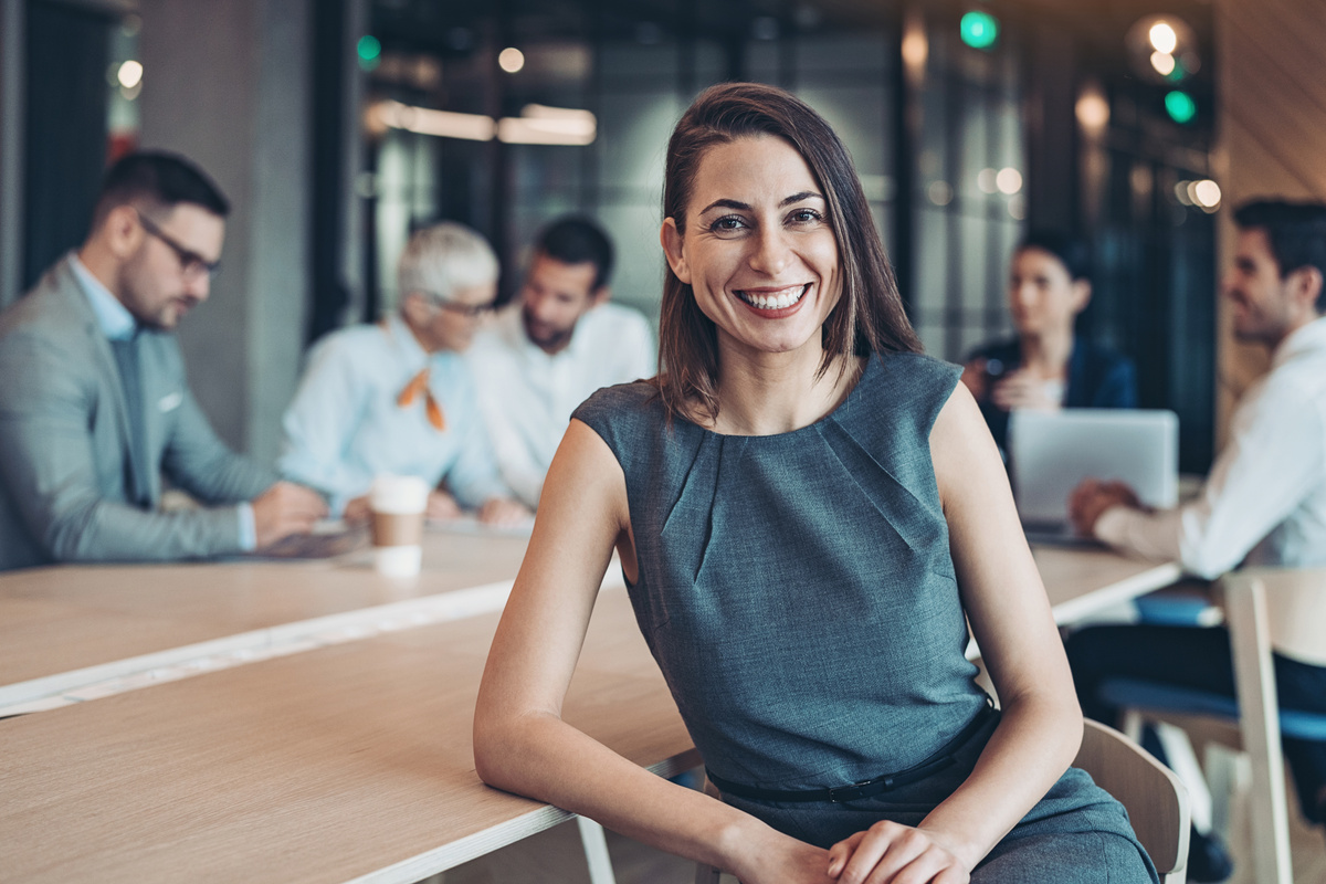 Female business team leader